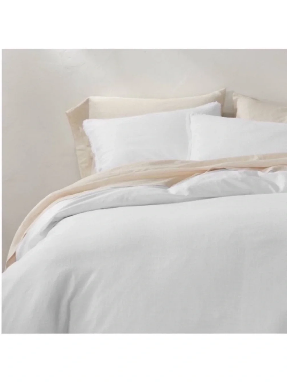 NWT Full/Queen Heavyweight Linen Blend Duvet Cover & Sham Set White - Casaluna